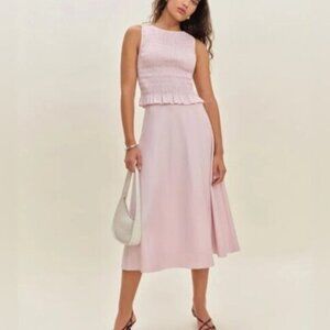 NEW Reformation Laguna Two Piece Matching Midi Set Cherry Blossom Pink US 2 UK 6